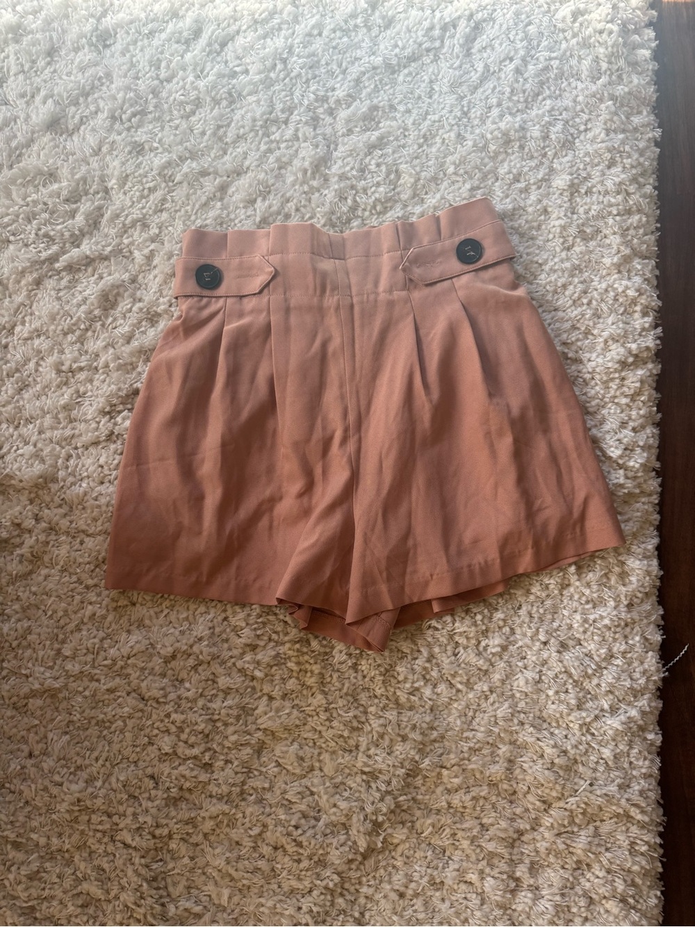 High-Waist Pleated Women’s Shorts in Dusty Rose • S